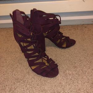 Maroon lace up heels